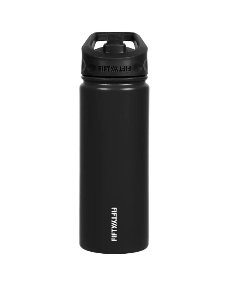 530ml Bottle With Strawcap Lid - Black