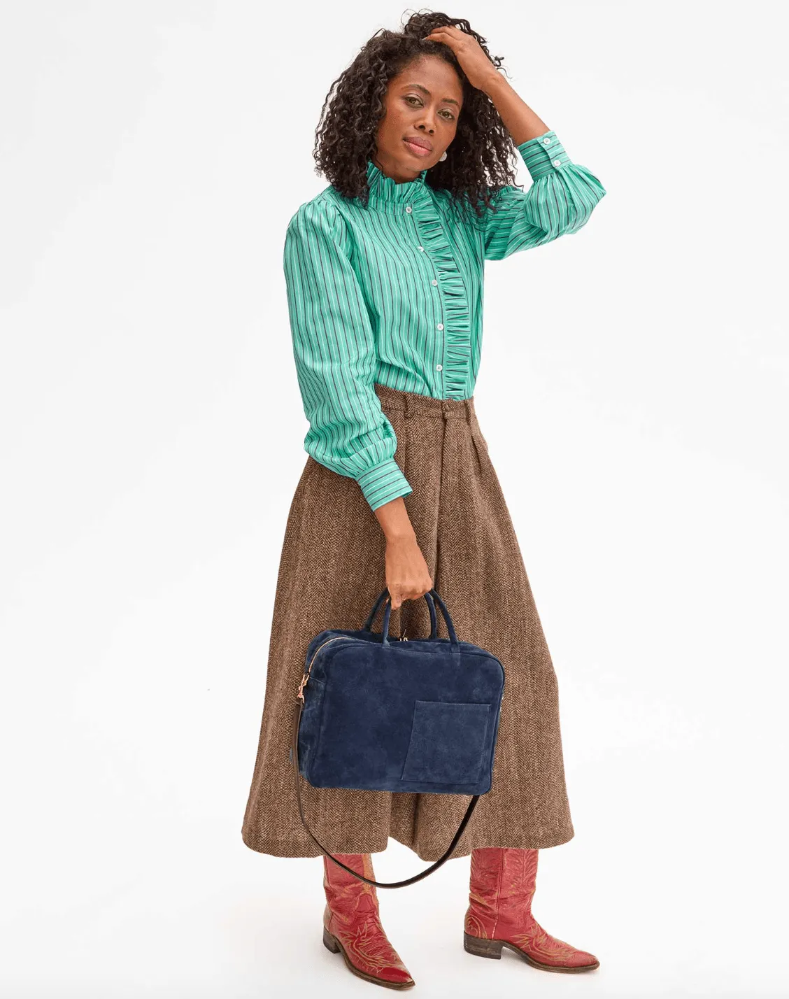 Claude Suede Leather Tote Shoulder Bag