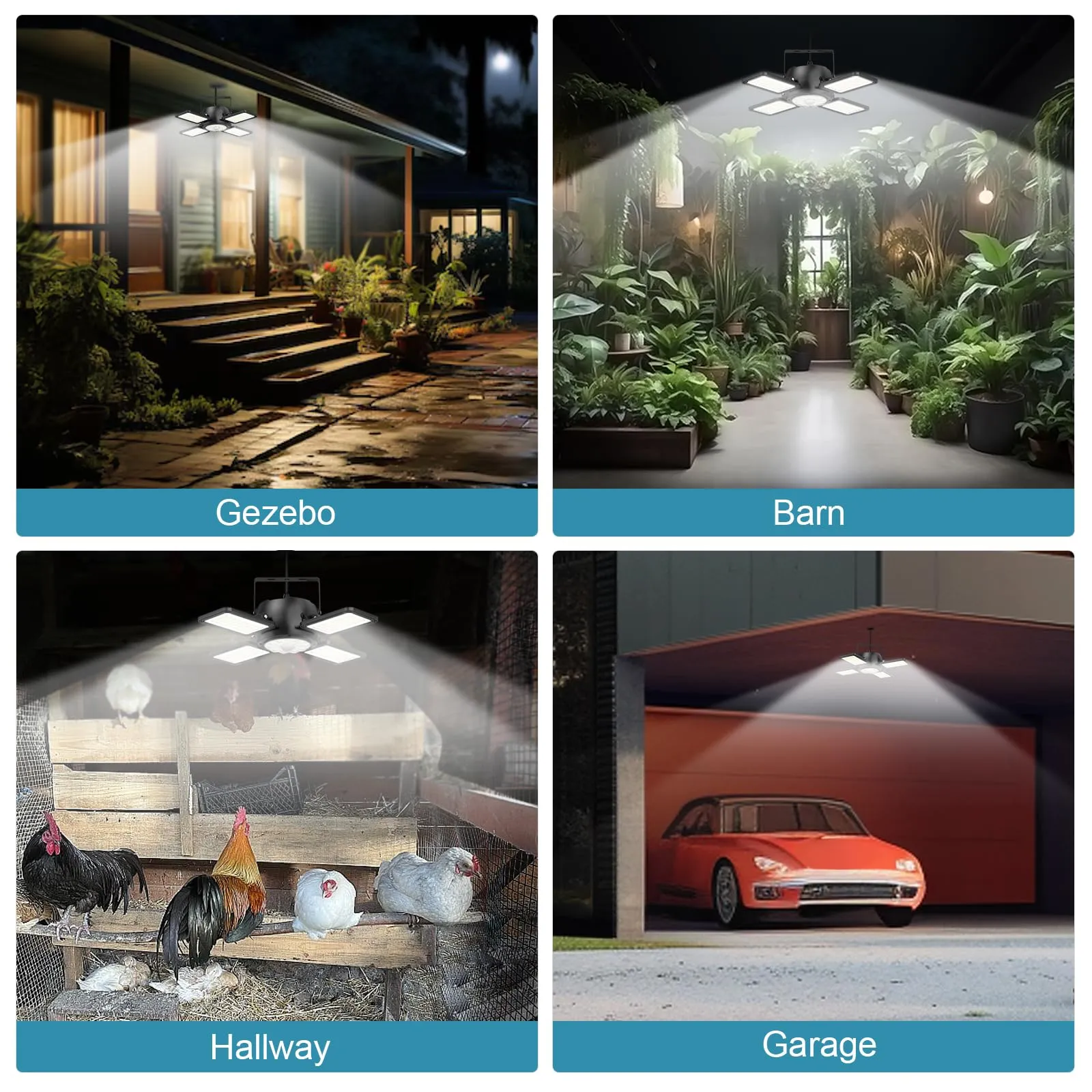 INXPHY Solar Shed Light Outdoor Indoor, Upgrade 6500K 1200Lumen 174 LEDs Motion Sensor Pendant Light, 120Adjustable 4 1 Solar Powered Lights Camping Plants Garage Waterproof Remote & Timer