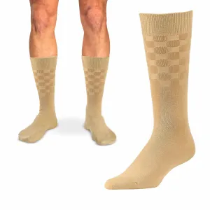 Men's Cotton 3 Pack Dress Socks L/XL Crew Calf Work Fashion Casual Brown 10-13