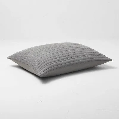 New - Casaluna Coverlet Sham Cotton-Lyocell Blend Matelasse Striped Soft, Gray, King