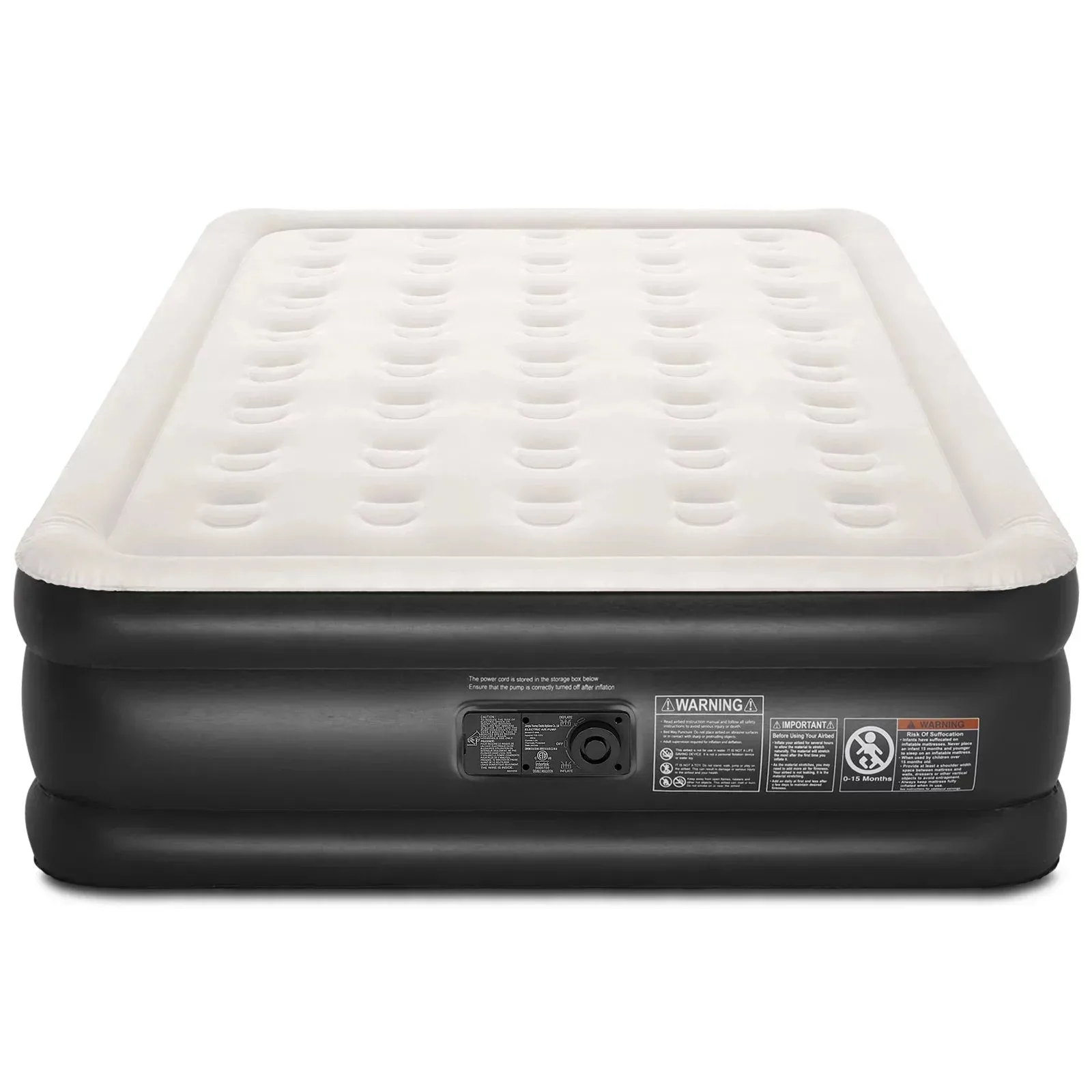 Ophanie 18 Inch High Air Mattress Queen with Built in Pump, Elevated Quick Inflation/Deflation Inflatable Beds, High Durability Blow Up Mattresses for Camping, Indoor Colchon, Guests Air Bed, Black