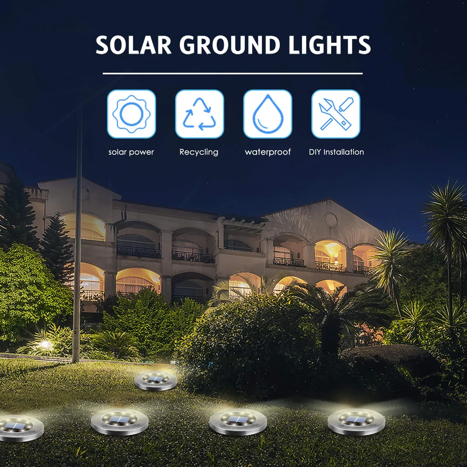 OULONGER Solar Lights Outdoor,12 Pack Solar Lights Outdoor Waterproof,Solar Garden Lights Landscape Lighting for Outside Patio Pathway Yard Lawn Driveway Deck Step Walkway(White Light)