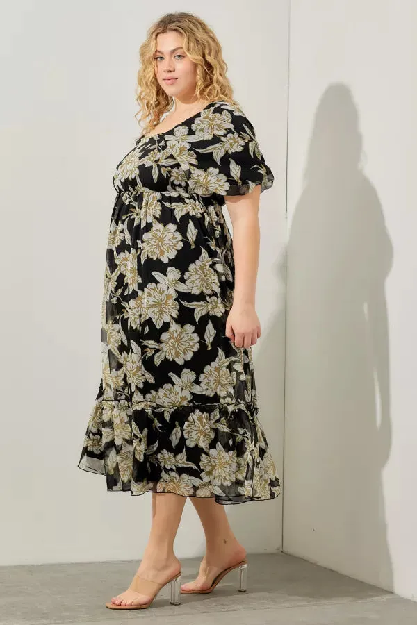 Raven Dress in Black Multi- Misses and Plus (L, 2X-3X)