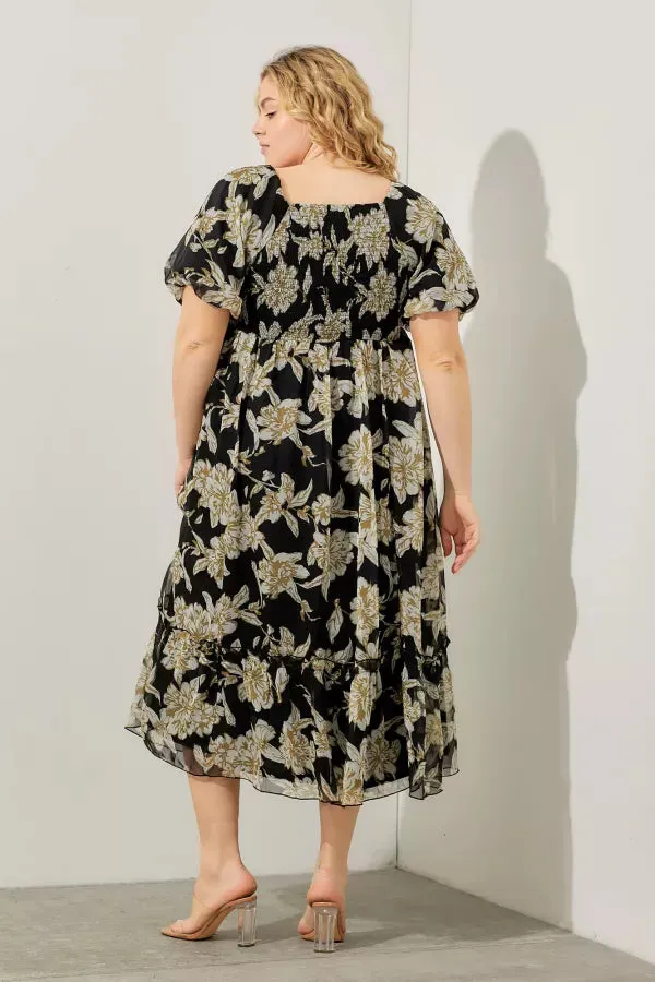 Raven Dress in Black Multi- Misses and Plus (L, 2X-3X)