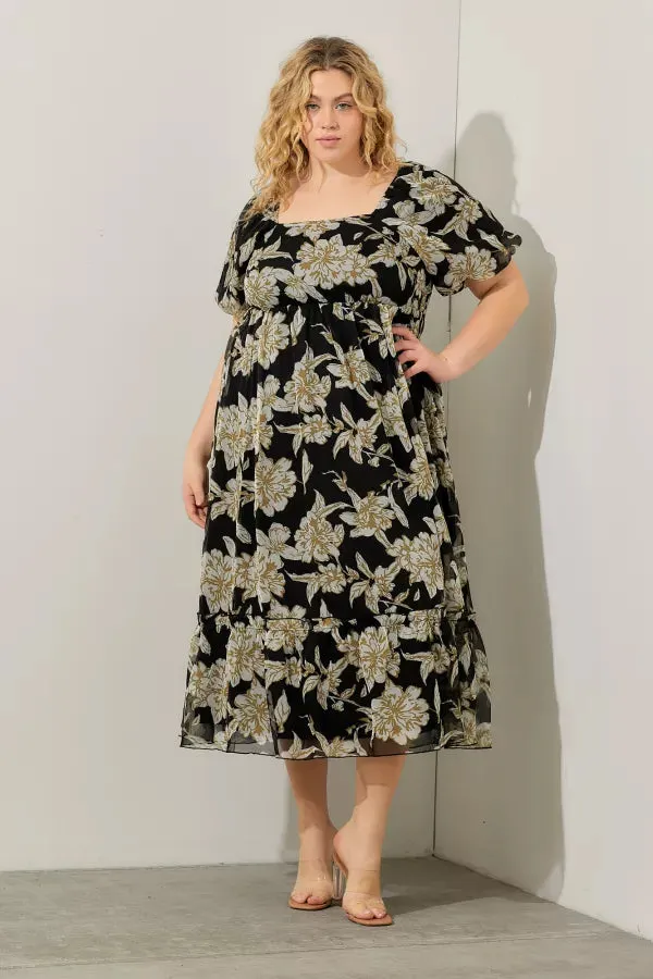 Raven Dress in Black Multi- Misses and Plus (L, 2X-3X)