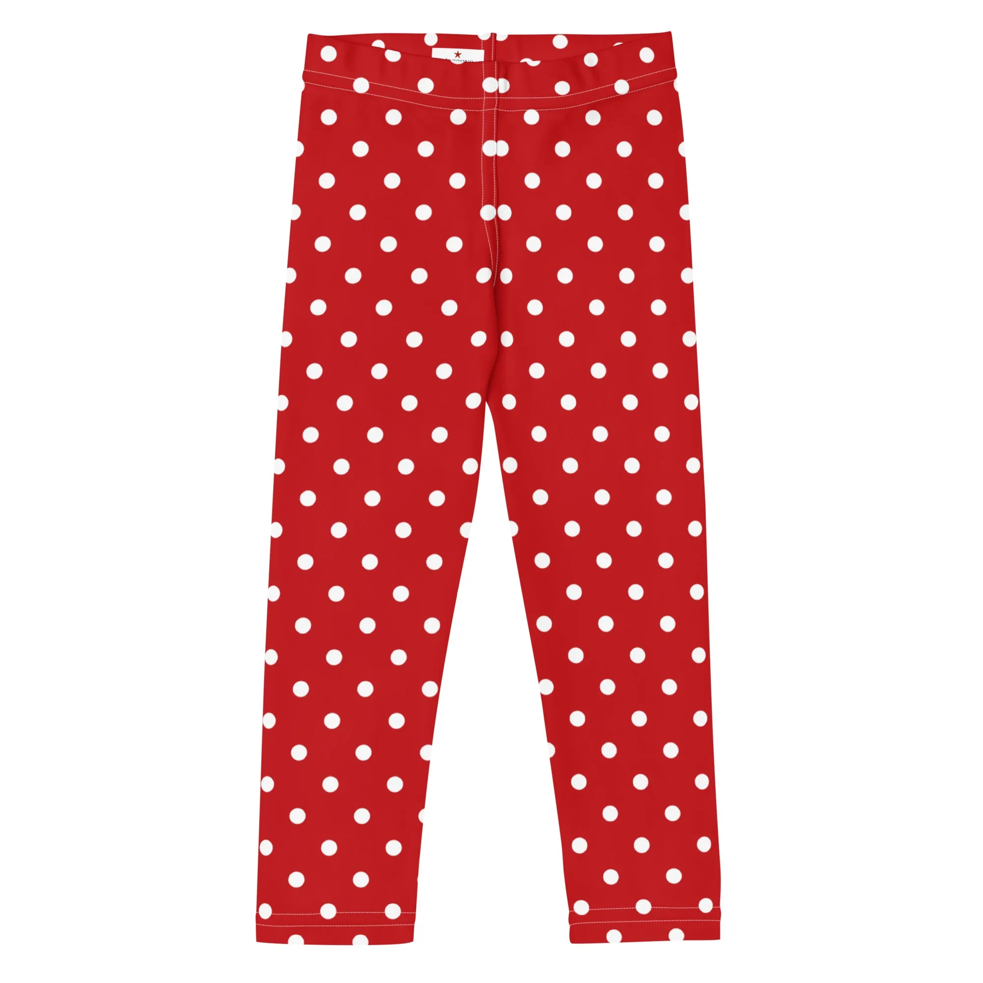 Red and White Polka Dot Kids Leggings (2T-7), Girls Christmas Yoga Pants Printed Print Cute Graphic Workout Running Gym Fun Designer